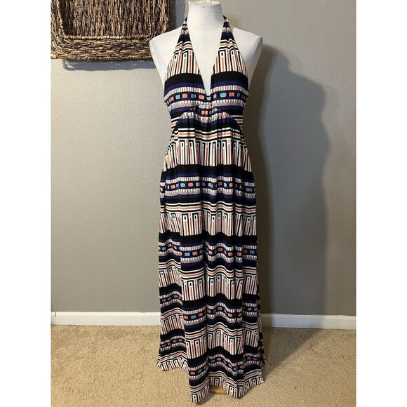 DVF Diane Von Furstenberg Maxi Dress 10 Long Silk Halter Pockets NEW - Picture 6 of 13